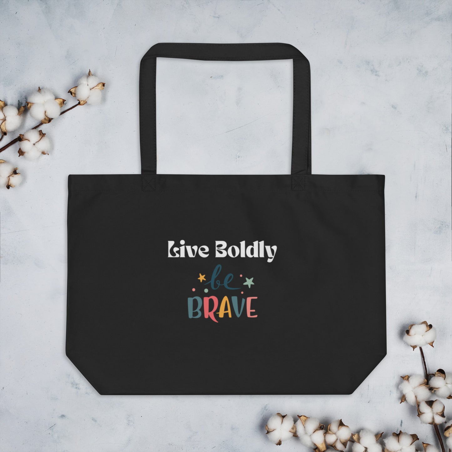 Large organic tote bag be brave-adult