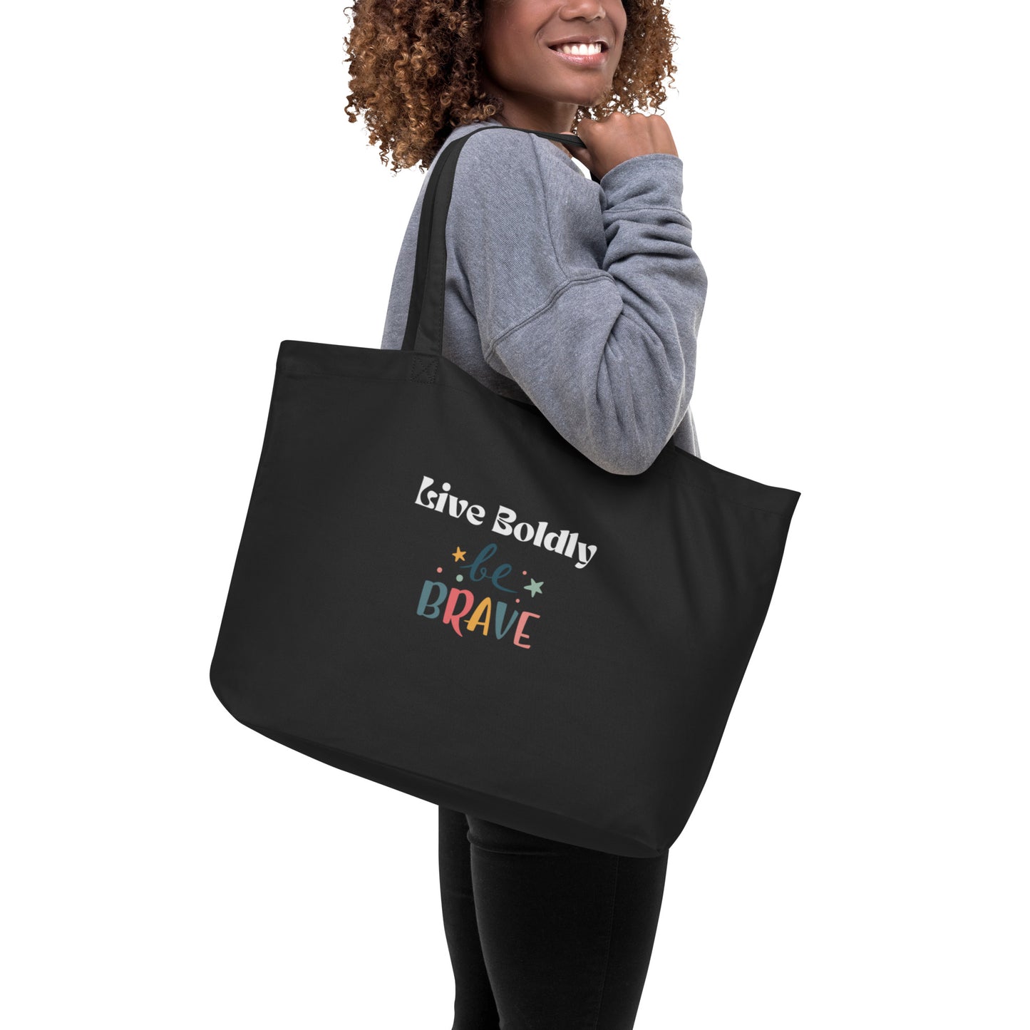 Large organic tote bag be brave-adult