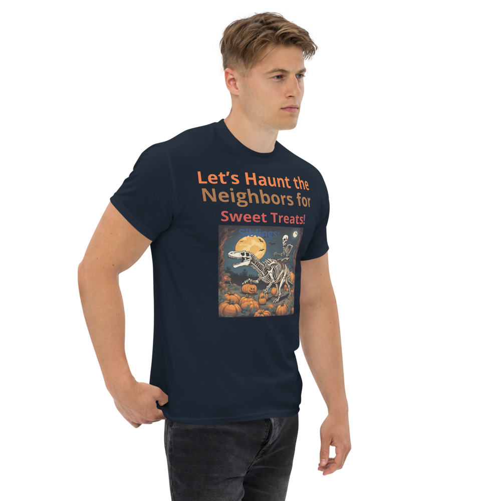 Skeleton Riding Mummy Dinosaur T rex Halloween Funny Pumpkin T-Shirt. SEASONAL.